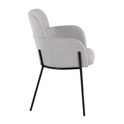 Milan Contemporary Chair in Antique Brass Metal and Blue Noise Fabric   - Set of 2