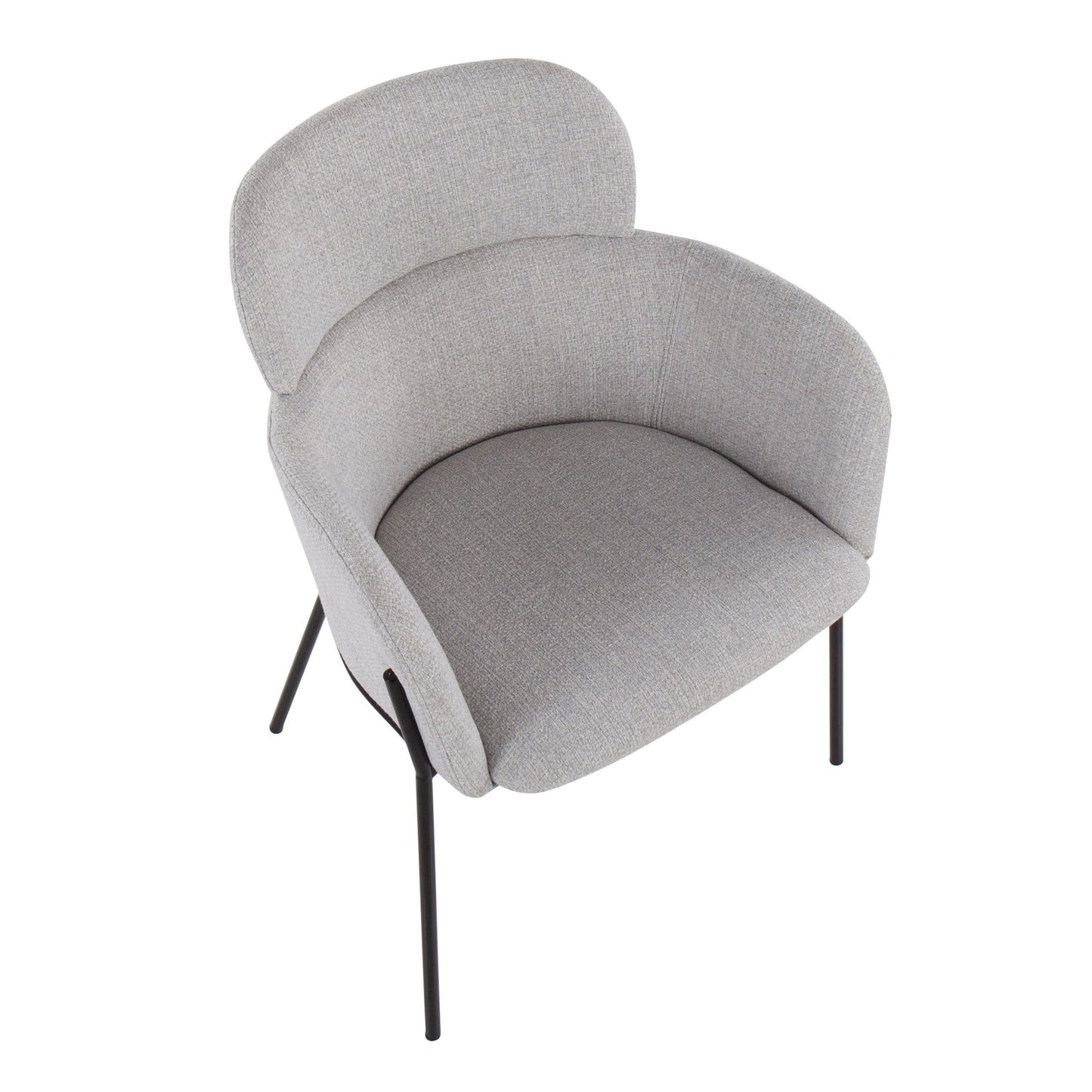 Milan Contemporary Chair in Antique Brass Metal and Blue Noise Fabric   - Set of 2