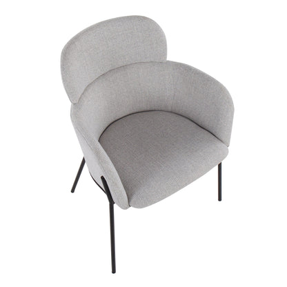 Milan Contemporary Chair in Antique Brass Metal and Blue Noise Fabric   - Set of 2