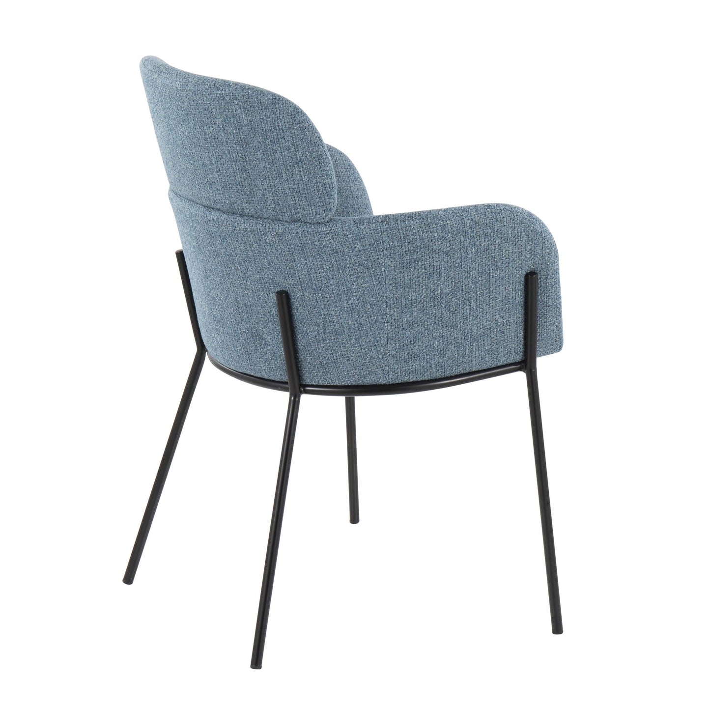 Milan Contemporary Chair in Antique Brass Metal and Blue Noise Fabric   - Set of 2