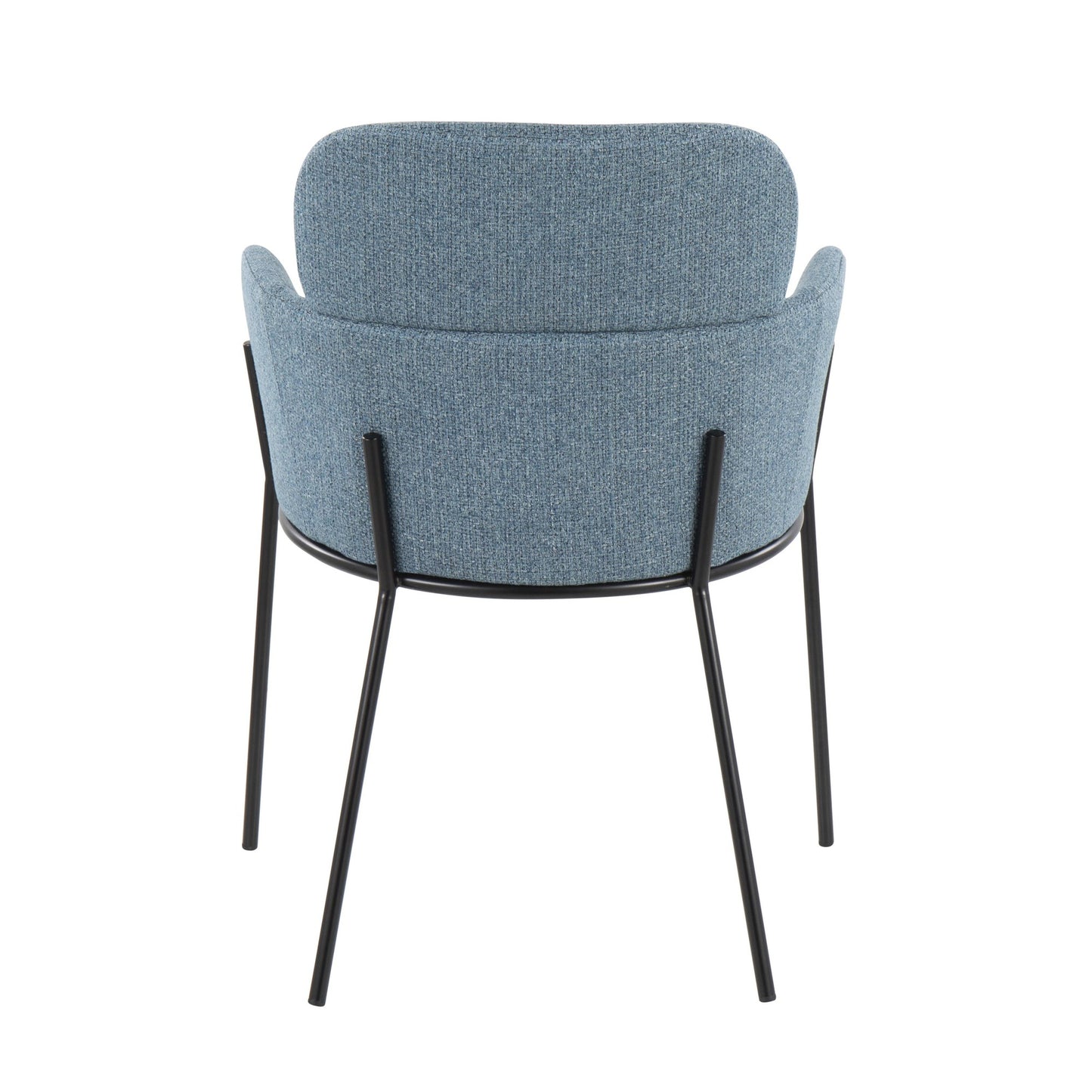 Milan Contemporary Chair in Antique Brass Metal and Blue Noise Fabric   - Set of 2