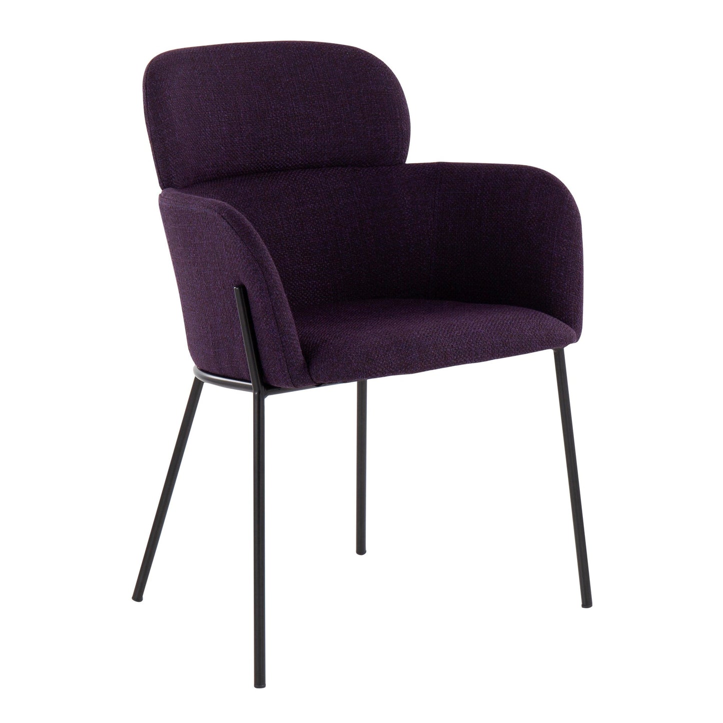 Milan Contemporary Chair in Antique Brass Metal and Blue Noise Fabric   - Set of 2