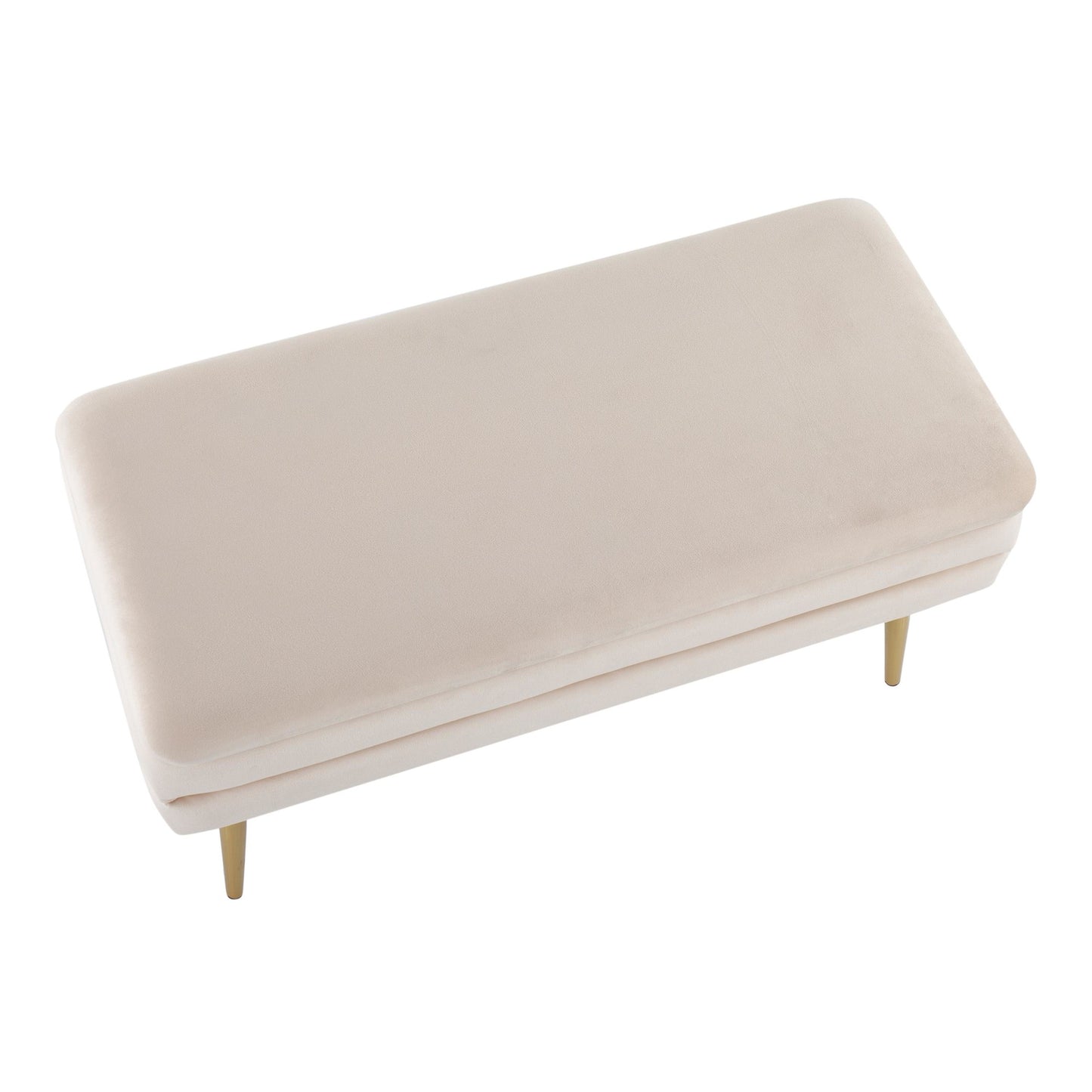 Neapolitan Contemporary/Glam Storage Bench in Gold Steel and Cream Velvet