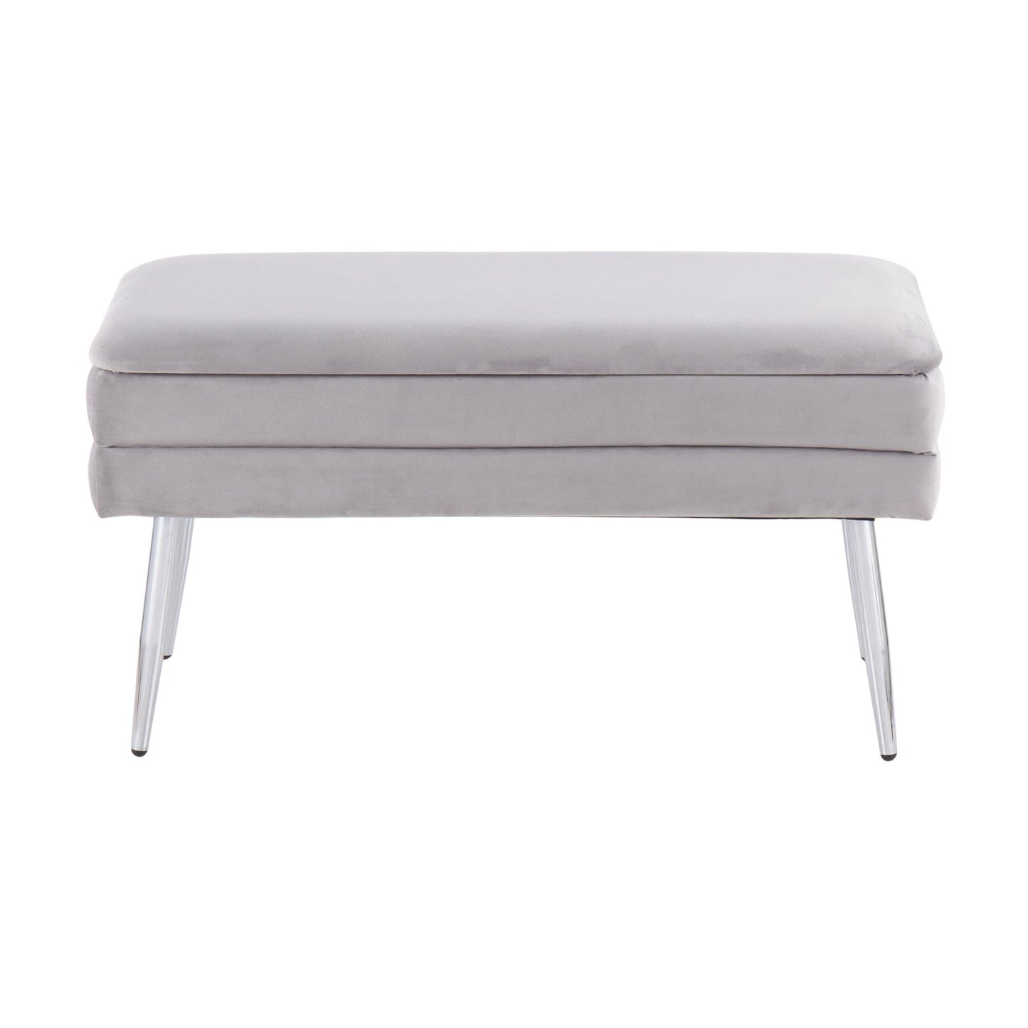 Neapolitan Contemporary/Glam Storage Bench in Gold Steel and Cream Velvet