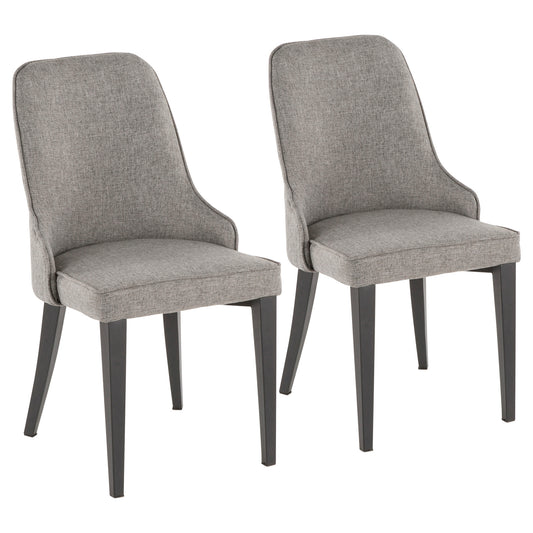 Nueva Contemporary Accent/Dining Chair in Black Metal and Grey Fabric   - Set of 2