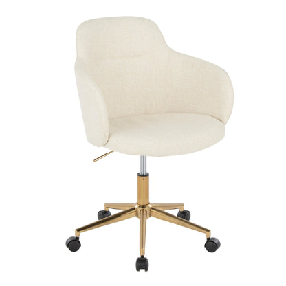 Boyne Contemporary Office Chair in Gold Metal and Cream Fabric