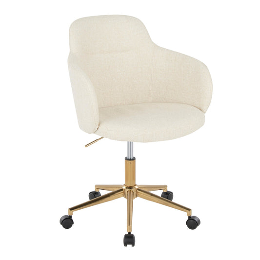 Boyne Contemporary Office Chair in Gold Metal and Cream Fabric