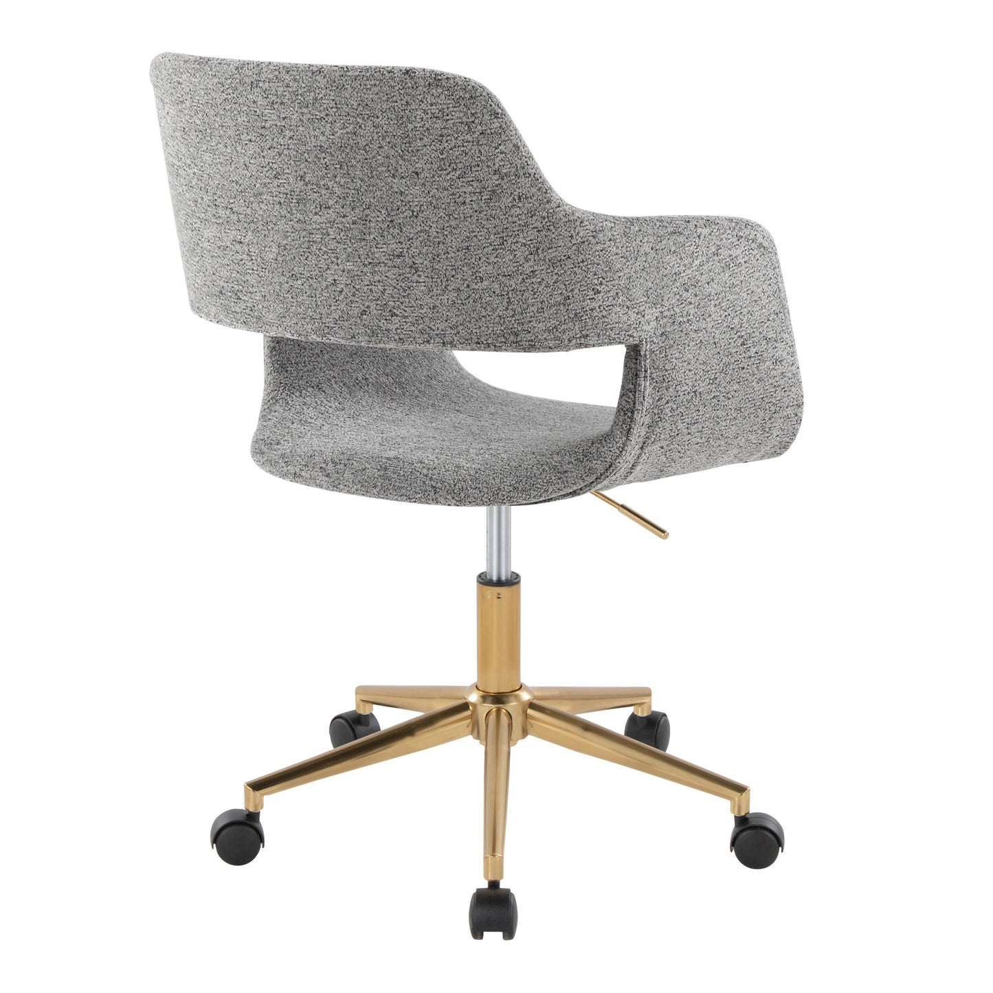 Margarite Contemporary Task Chair in Gold Metal and Grey Fabric