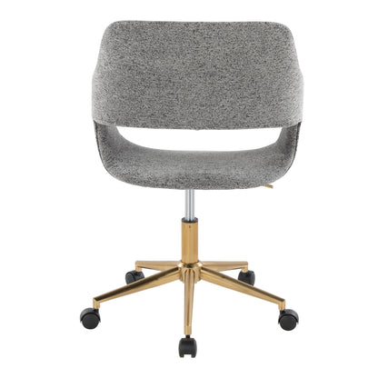 Margarite Contemporary Task Chair in Gold Metal and Grey Fabric