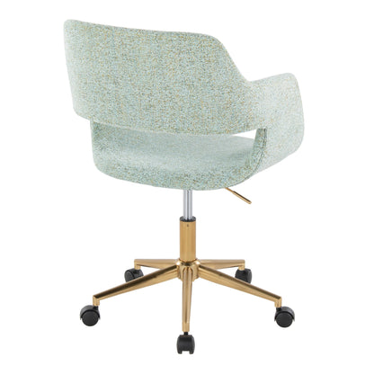 Margarite Contemporary Task Chair in Gold Metal and Grey Fabric