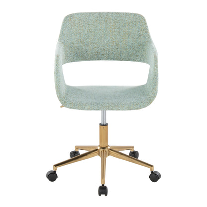 Margarite Contemporary Task Chair in Gold Metal and Grey Fabric