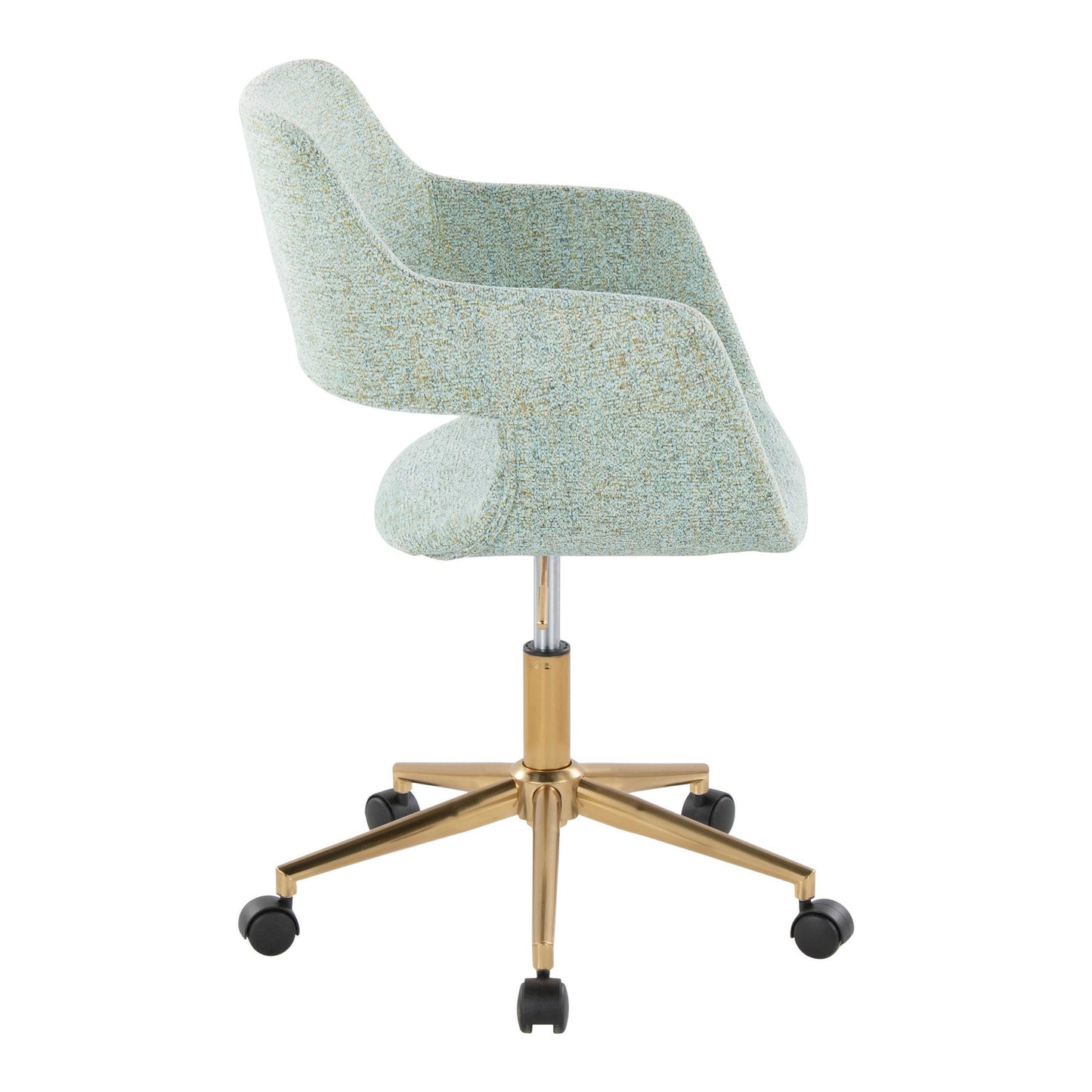 Margarite Contemporary Task Chair in Gold Metal and Grey Fabric