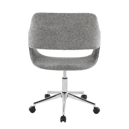 Margarite Contemporary Task Chair in Chrome Metal and Grey Fabric