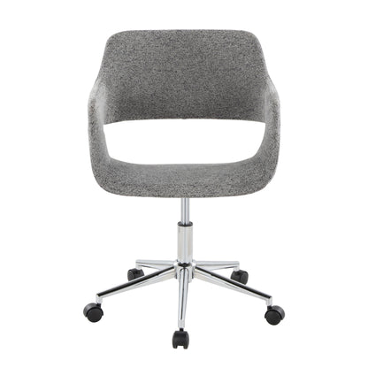 Margarite Contemporary Task Chair in Chrome Metal and Grey Fabric