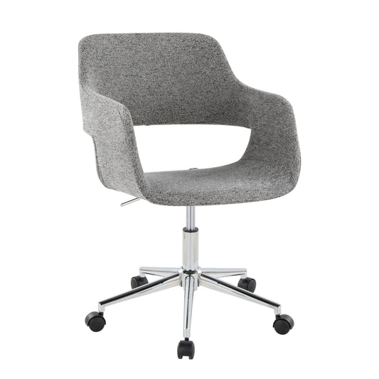 Margarite Contemporary Task Chair in Chrome Metal and Grey Fabric