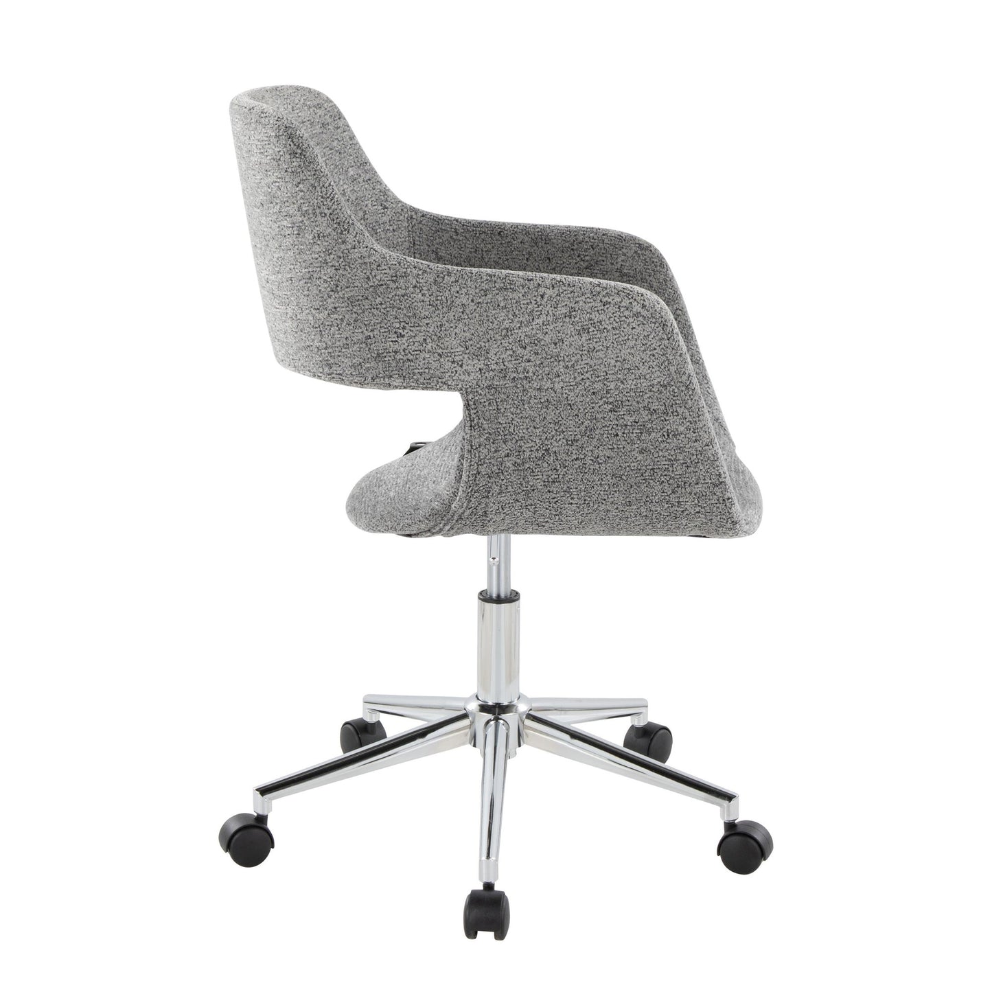 Margarite Contemporary Task Chair in Chrome Metal and Grey Fabric