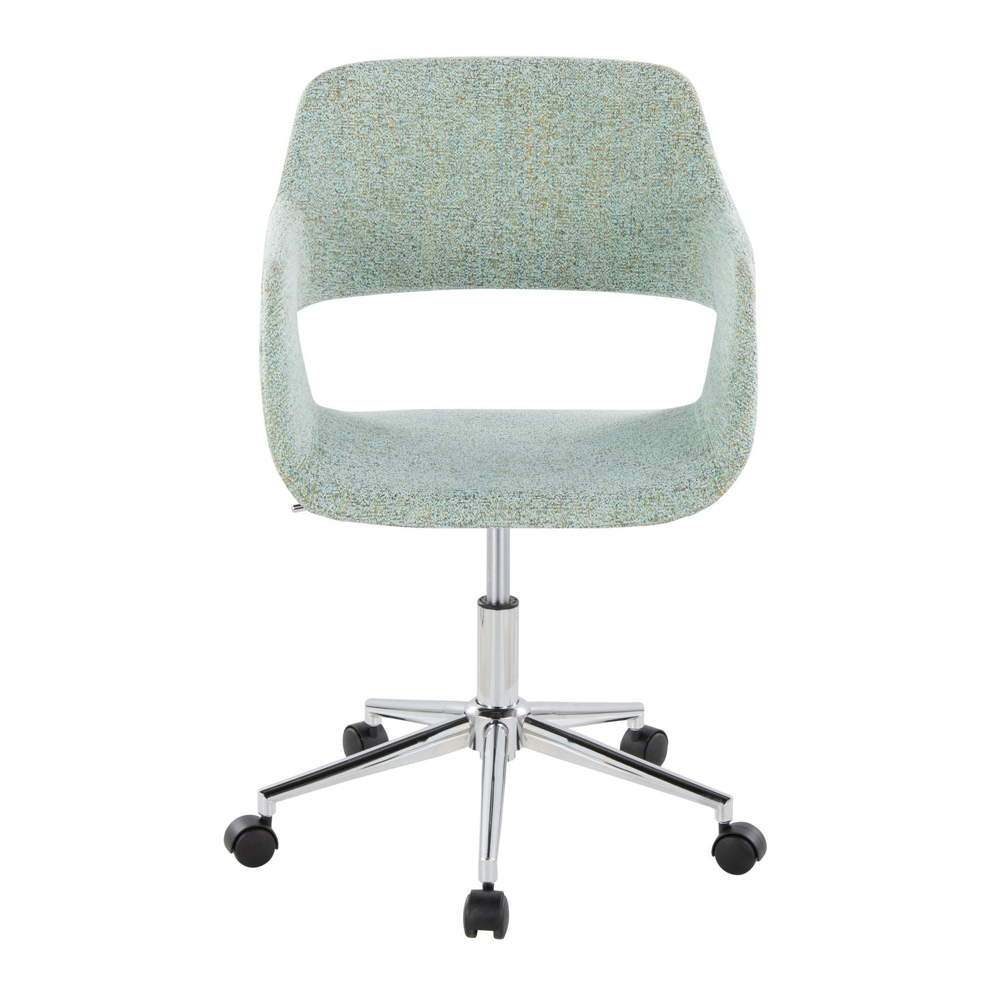 Margarite Contemporary Task Chair in Chrome Metal and Grey Fabric