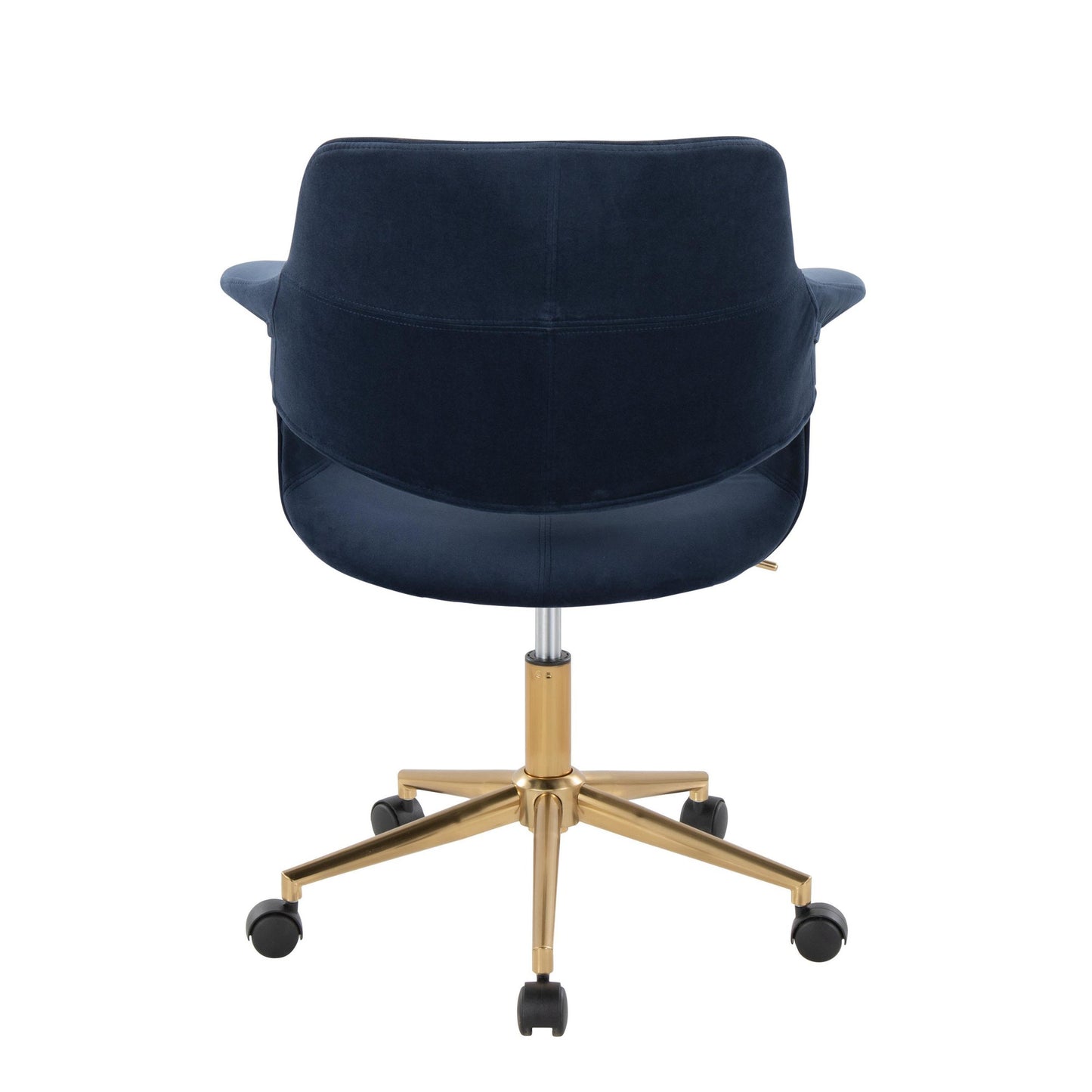 Vintage Flair Mid-Century Modern Office Chair in Gold Metal and Blue Velvet