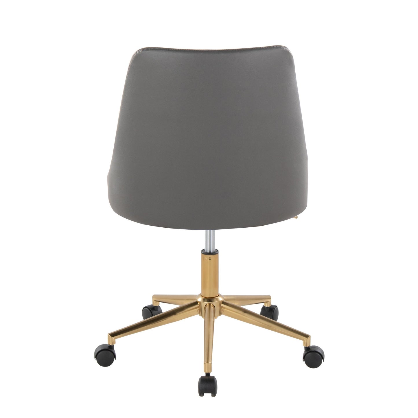 Marche Contemporary Swivel Task Chair with Casters in Gold Metal and Black Faux Leather