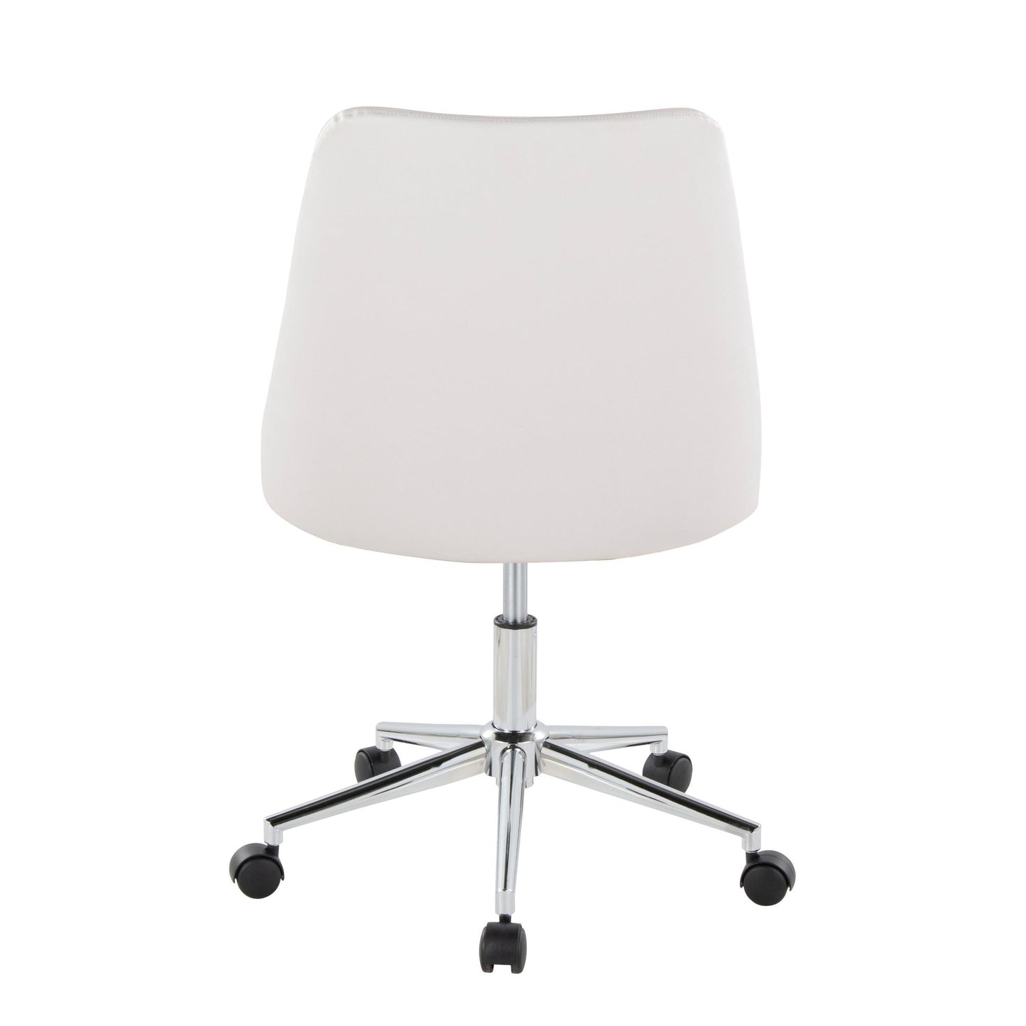 Marche Contemporary Swivel Task Chair with Casters in Chrome Metal and Black Faux Leather