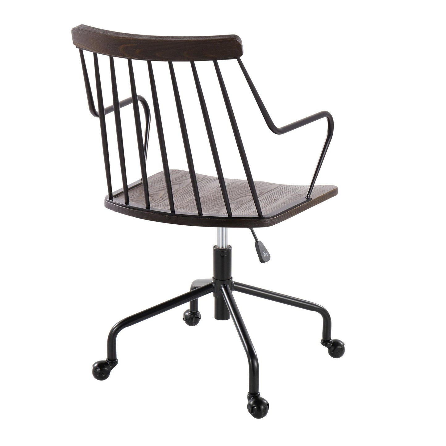 Preston Farmhouse Adjustable Office Chair in Black Metal, Antique Copper and White Washed Wood