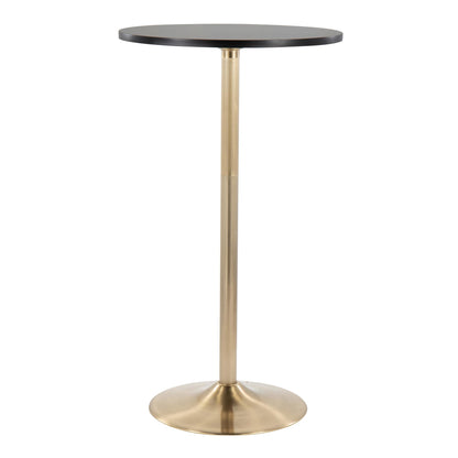 Pebble Contemporary/Glam Adjustable Dining to Bar Table in Gold Metal and Black Wood