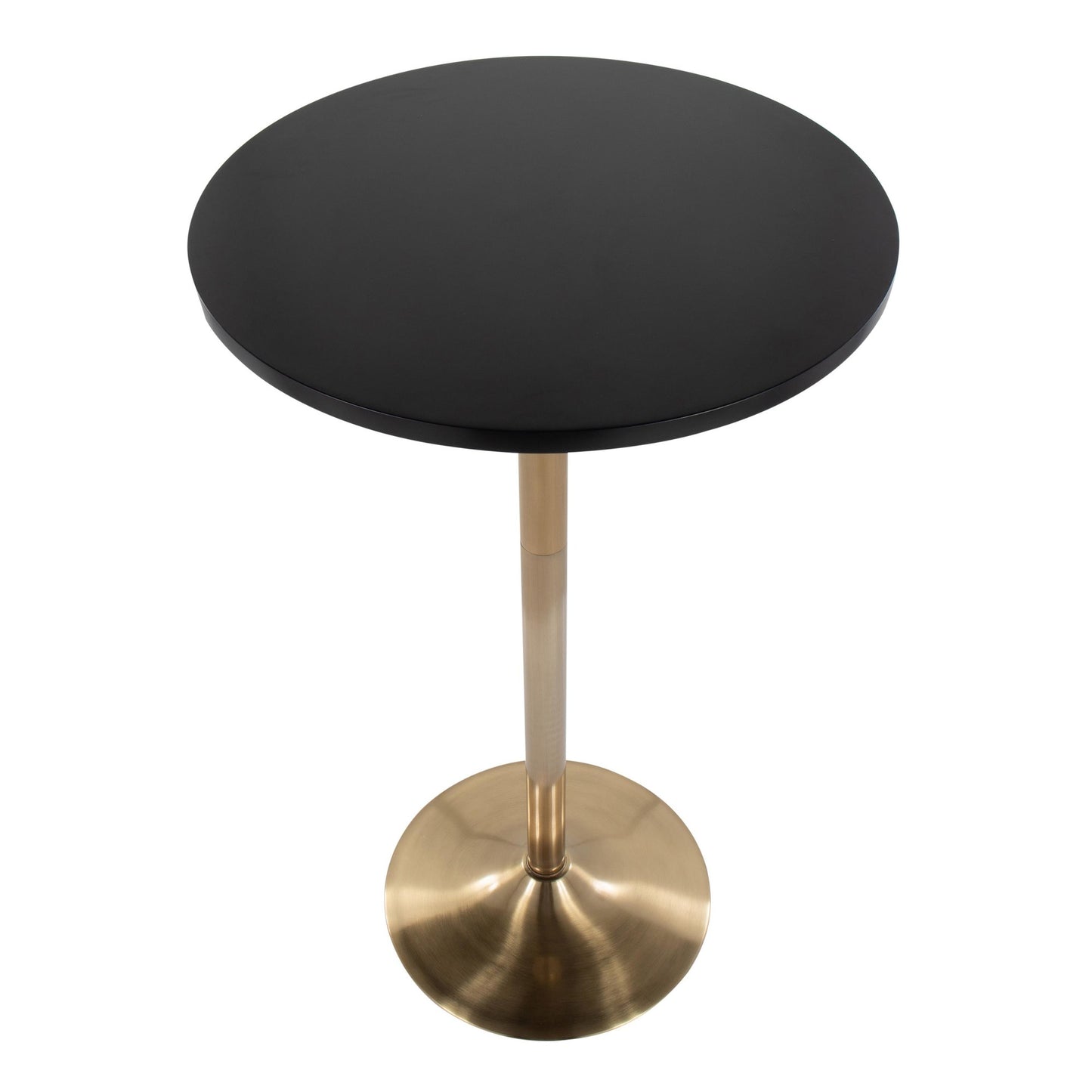 Pebble Contemporary/Glam Adjustable Dining to Bar Table in Gold Metal and Black Wood