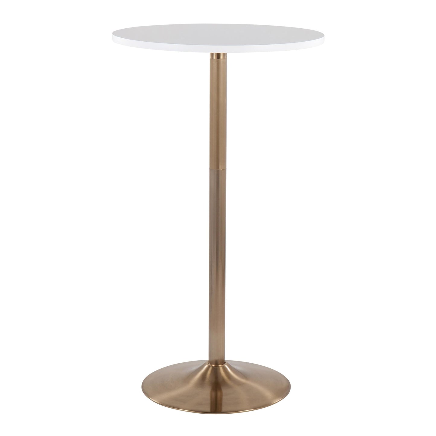 Pebble Contemporary/Glam Adjustable Dining to Bar Table in Gold Metal and Black Wood