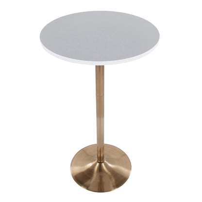 Pebble Contemporary/Glam Adjustable Dining to Bar Table in Gold Metal and Black Wood