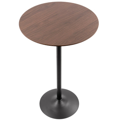 Pebble Mid-Century Modern Table Adjusts From Dining to Bar in Black Metal and Black Wood