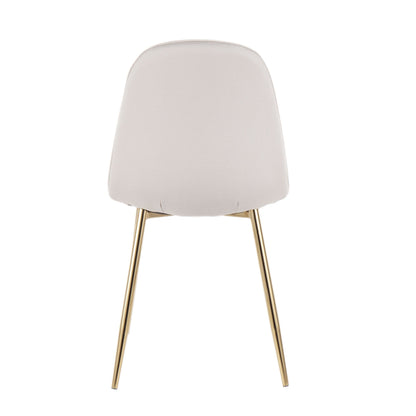 Pebble Contemporary Chair in Gold Steel and Beige Fabric   - Set of 2
