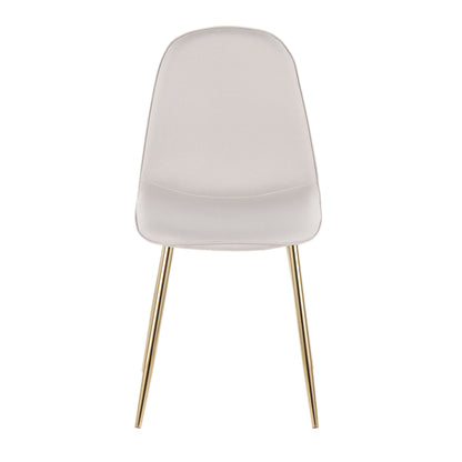 Pebble Contemporary Chair in Gold Steel and Beige Fabric   - Set of 2