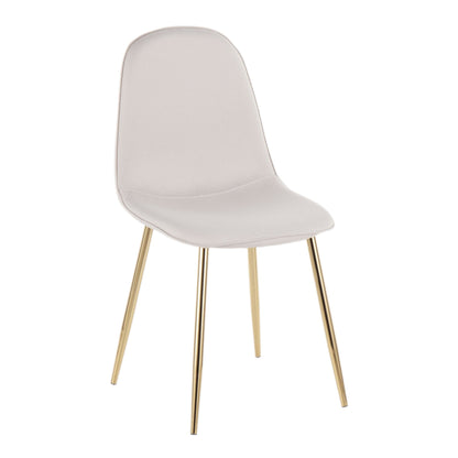 Pebble Contemporary Chair in Gold Steel and Beige Fabric   - Set of 2