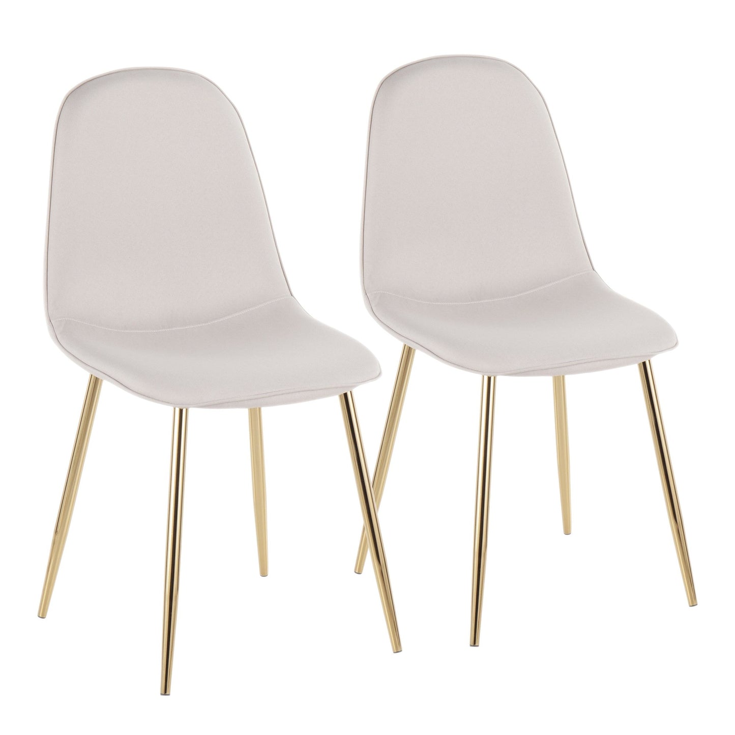 Pebble Contemporary Chair in Gold Steel and Beige Fabric   - Set of 2