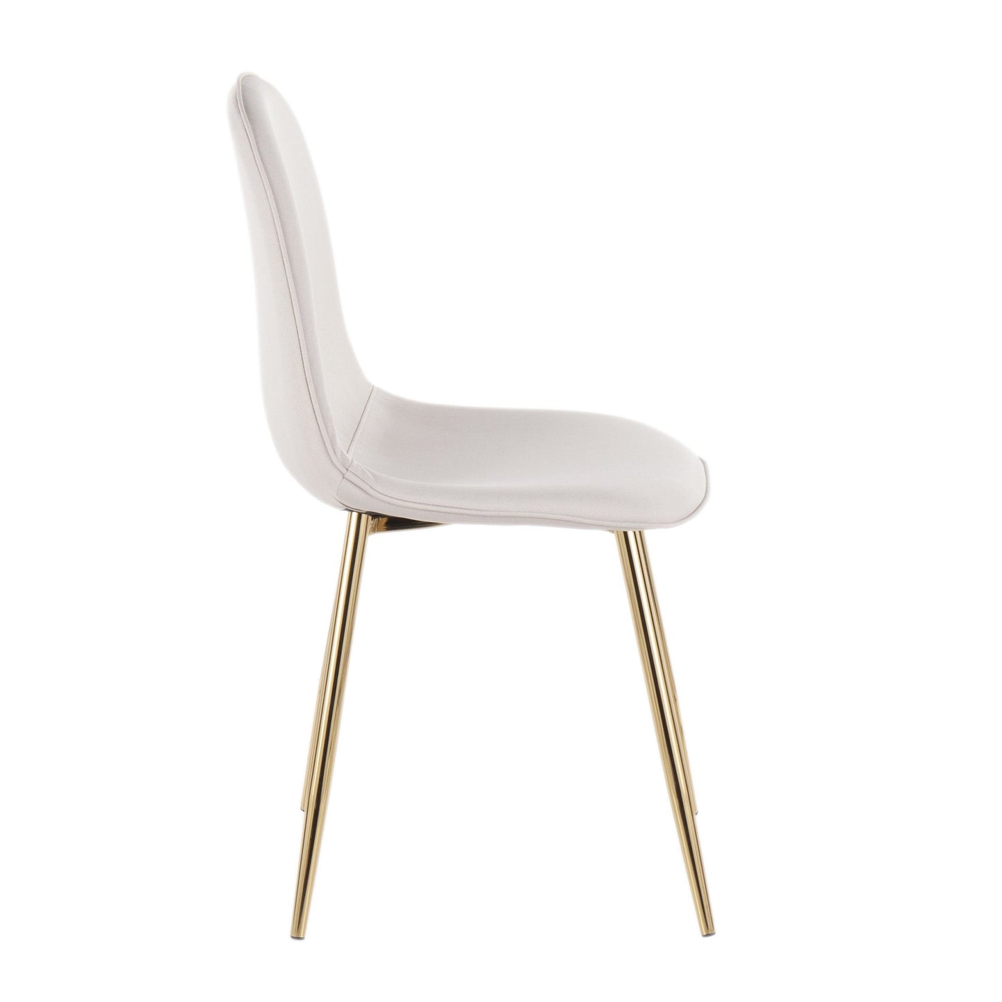 Pebble Contemporary Chair in Gold Steel and Beige Fabric   - Set of 2