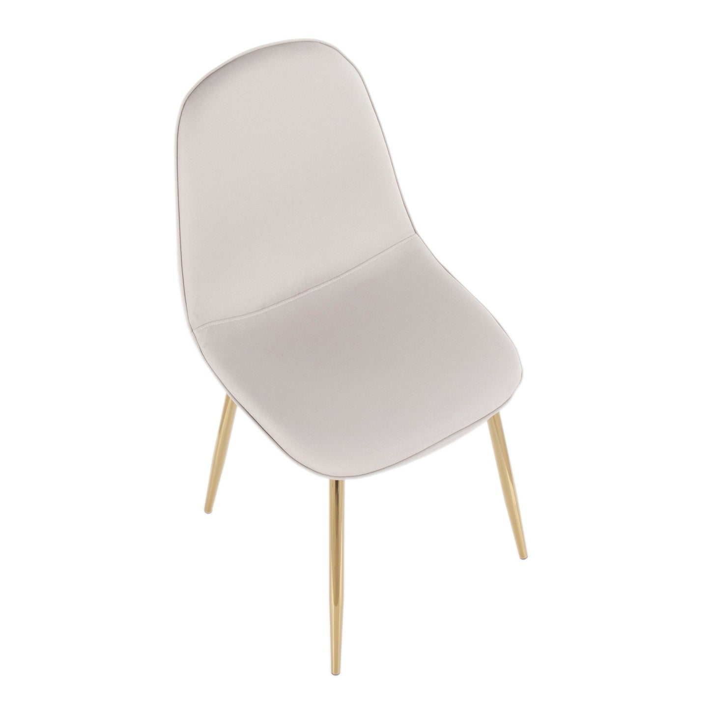 Pebble Contemporary Chair in Gold Steel and Beige Fabric   - Set of 2