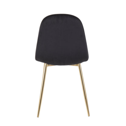 Pebble Contemporary Chair in Gold Steel and Beige Fabric   - Set of 2