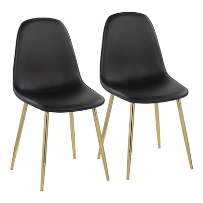 Pebble Contemporary Chair in Gold Steel and Beige Fabric   - Set of 2