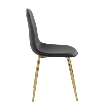 Pebble Contemporary Chair in Gold Steel and Beige Fabric   - Set of 2