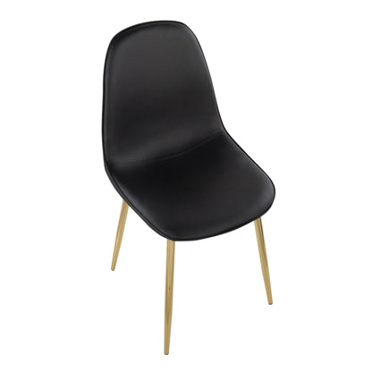 Pebble Contemporary Chair in Gold Steel and Beige Fabric   - Set of 2