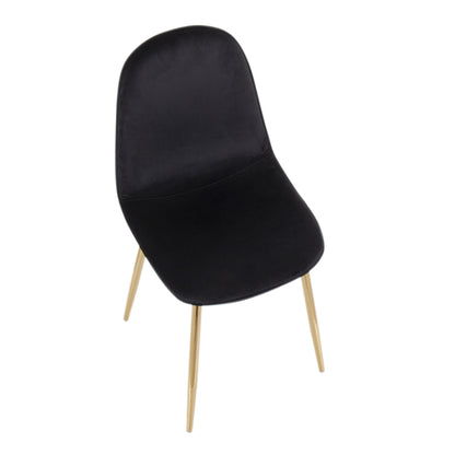 Pebble Contemporary Chair in Gold Steel and Beige Fabric   - Set of 2