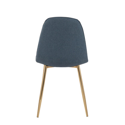 Pebble Contemporary Chair in Gold Steel and Beige Fabric   - Set of 2