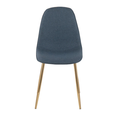 Pebble Contemporary Chair in Gold Steel and Beige Fabric   - Set of 2