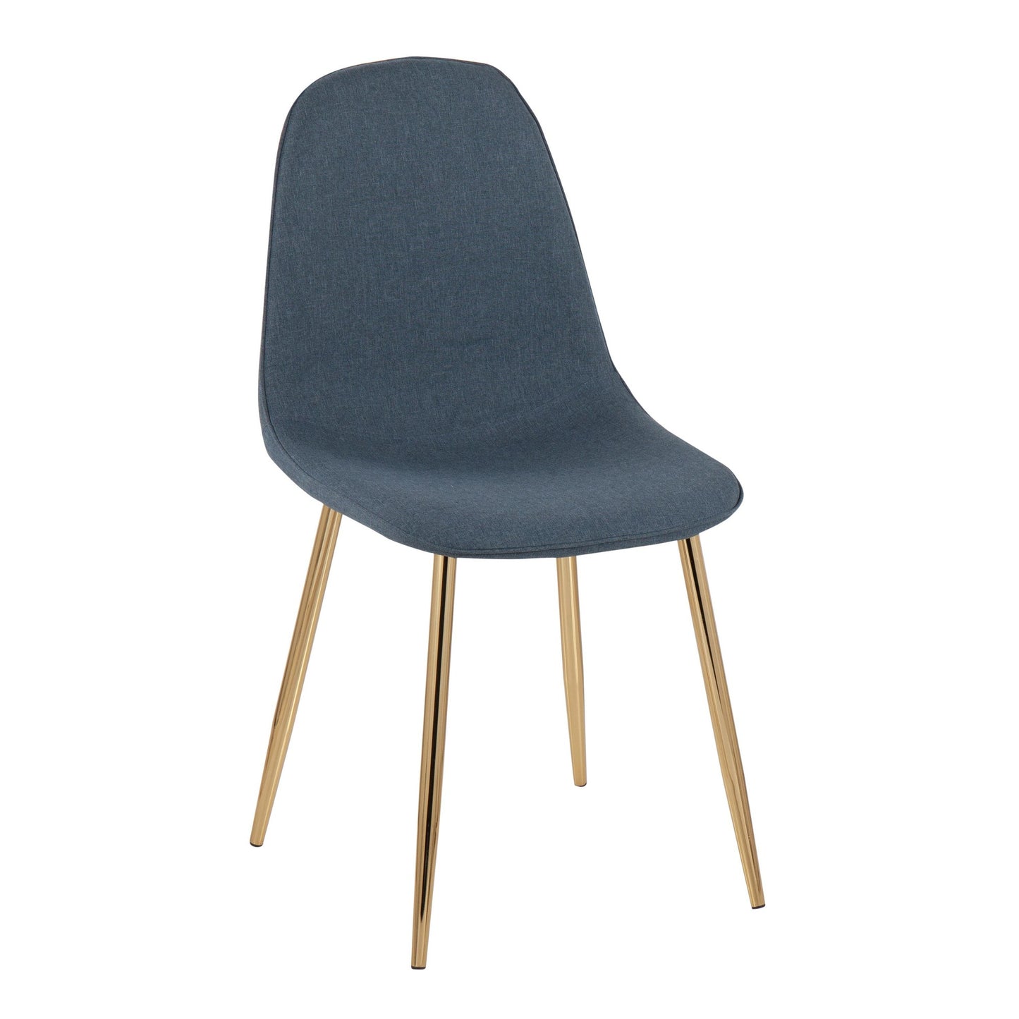 Pebble Contemporary Chair in Gold Steel and Beige Fabric   - Set of 2