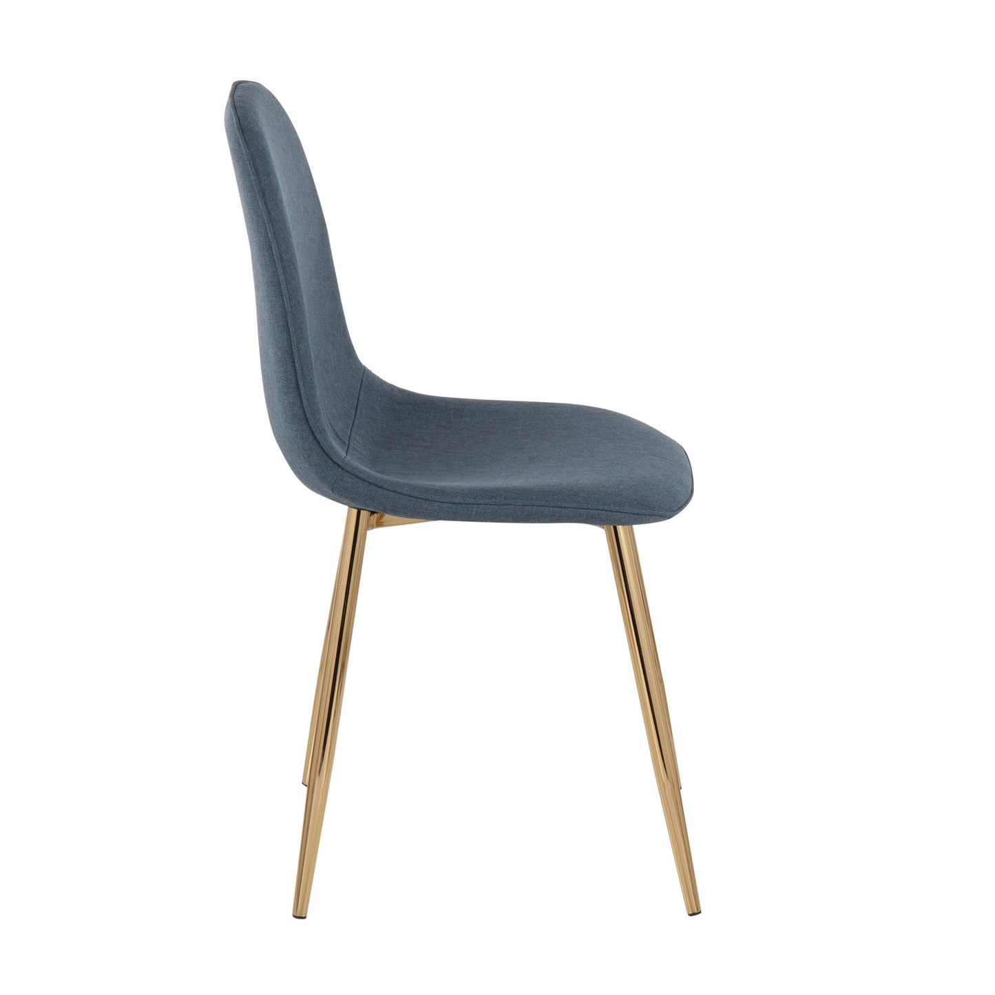 Pebble Contemporary Chair in Gold Steel and Beige Fabric   - Set of 2