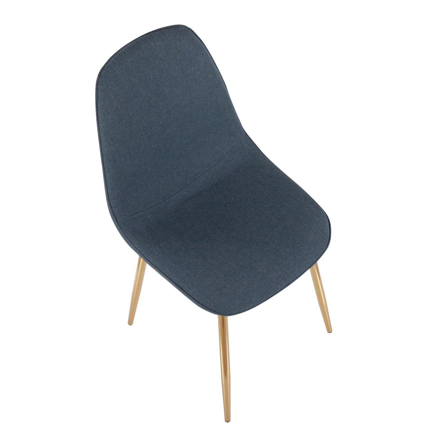 Pebble Contemporary Chair in Gold Steel and Beige Fabric   - Set of 2