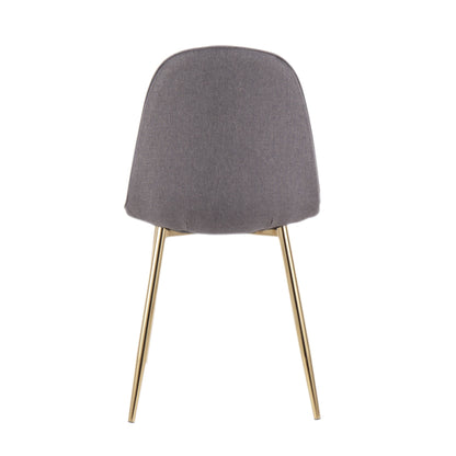 Pebble Contemporary Chair in Gold Steel and Beige Fabric   - Set of 2
