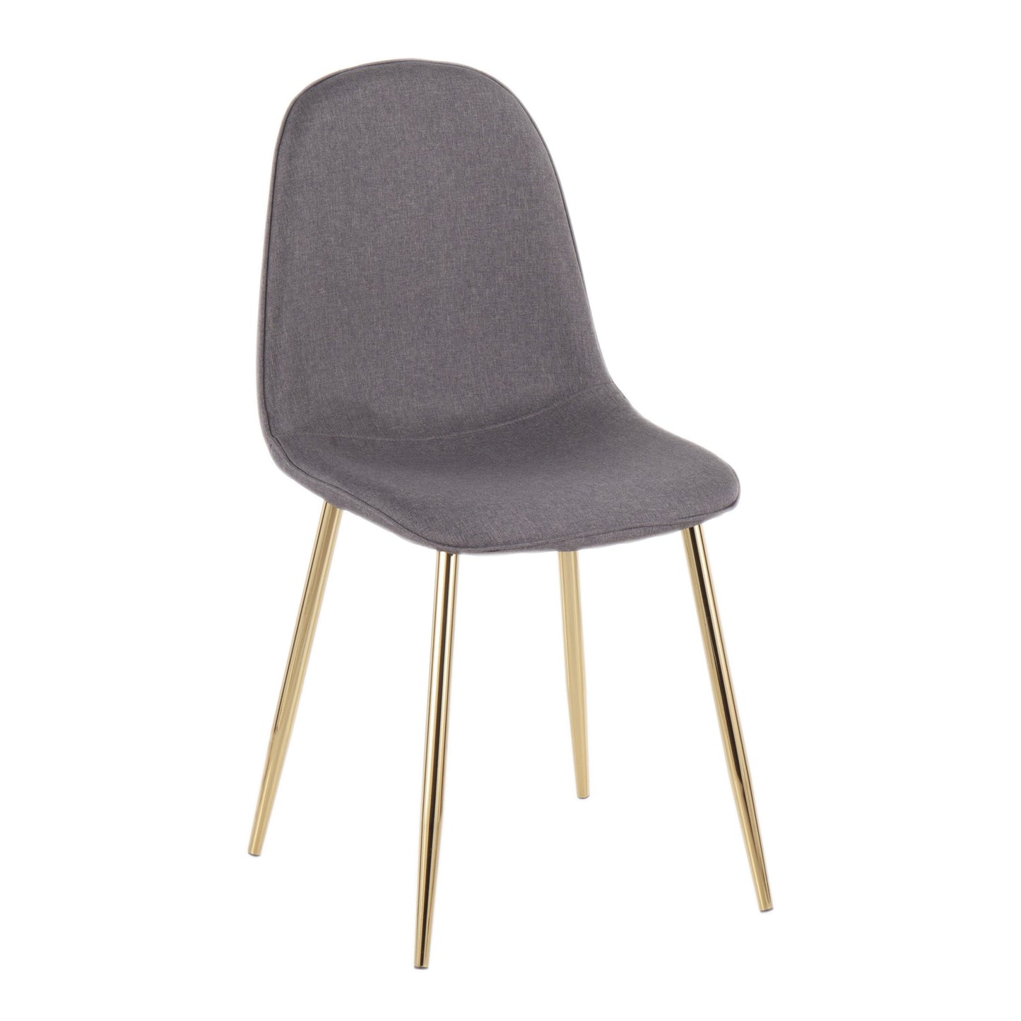 Pebble Contemporary Chair in Gold Steel and Beige Fabric   - Set of 2