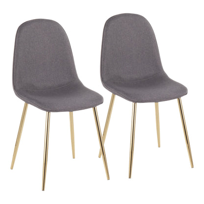 Pebble Contemporary Chair in Gold Steel and Beige Fabric   - Set of 2