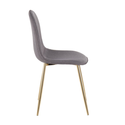 Pebble Contemporary Chair in Gold Steel and Beige Fabric   - Set of 2